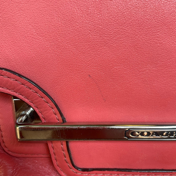 Coach Taylor Coral Leather Shoulder Bag GUC - Picture 7 of 8